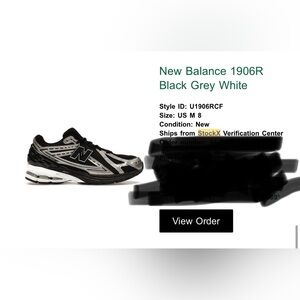 New Balance 1906RCF Black and White Sneakers, new without tags